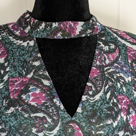 Lane Bryant Women's Cutout Mock-Neck Fit & Flare Dress, Sz18 GreenBlack Like New - Picture 5 of 14